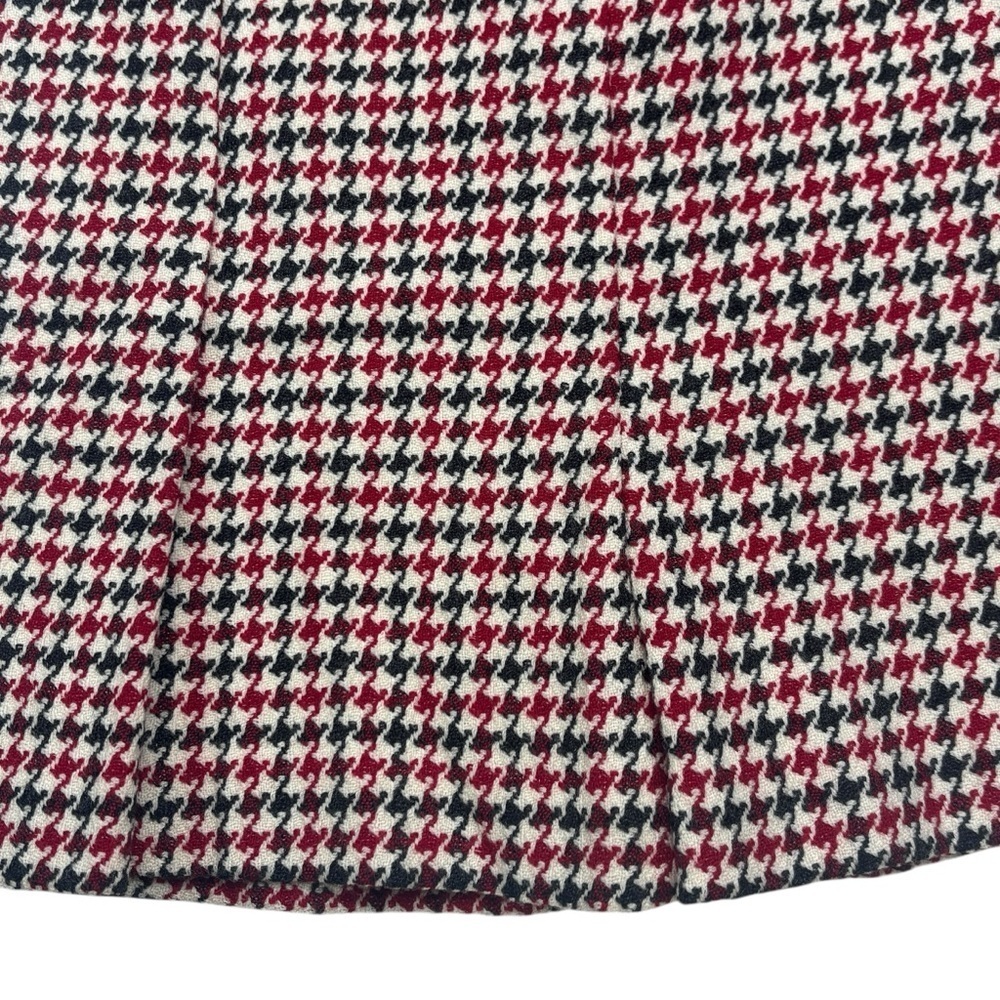 Talbots Red Black Houndstooth Wool Pleated Peplum Skirt 10 Italy USA - Picture 3 of 13